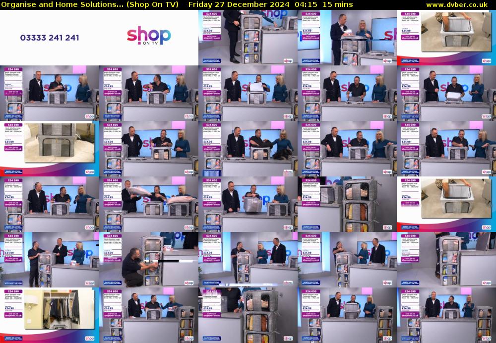 Organise and Home Solutions... (Shop On TV) Friday 27 December 2024 04:15 - 04:30