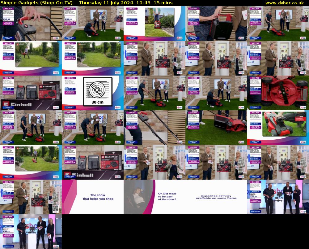 Simple Gadgets (Shop On TV) Thursday 11 July 2024 10:45 - 11:00