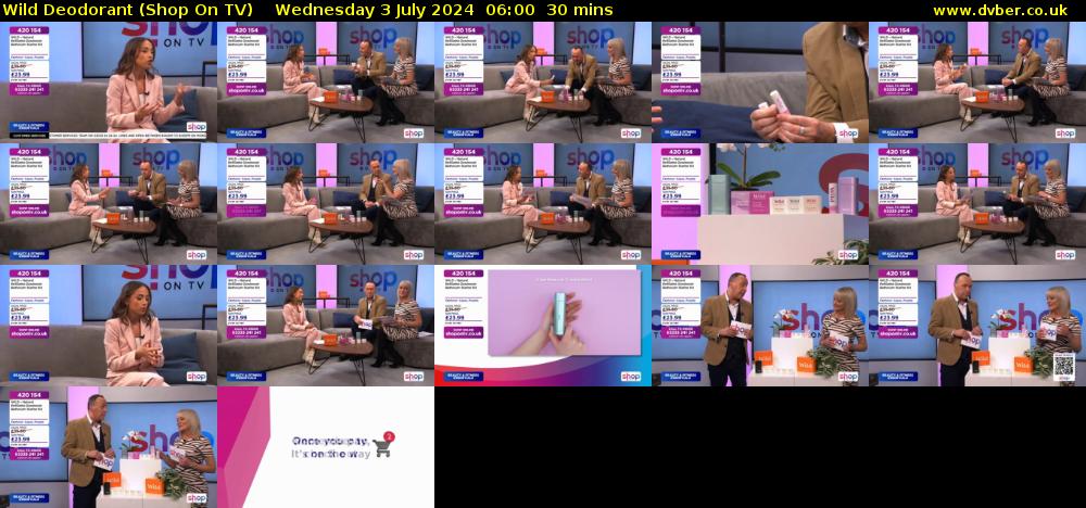 Wild Deodorant (Shop On TV) Wednesday 3 July 2024 06:00 - 06:30