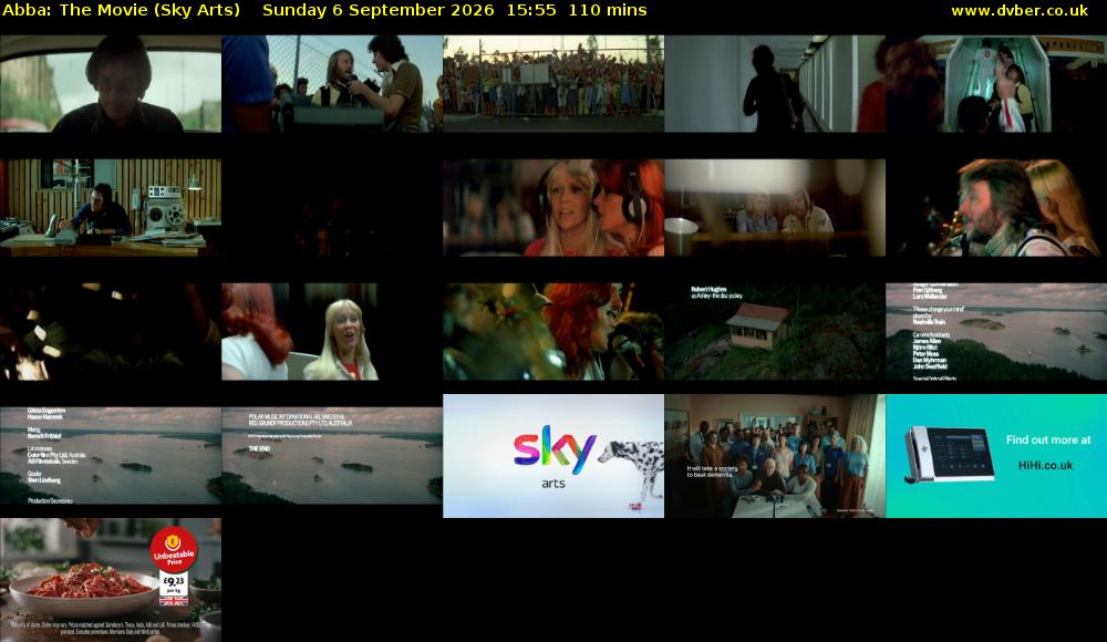Abba: The Movie (Sky Arts) Sunday 6 September 2026 15:55 - 17:45
