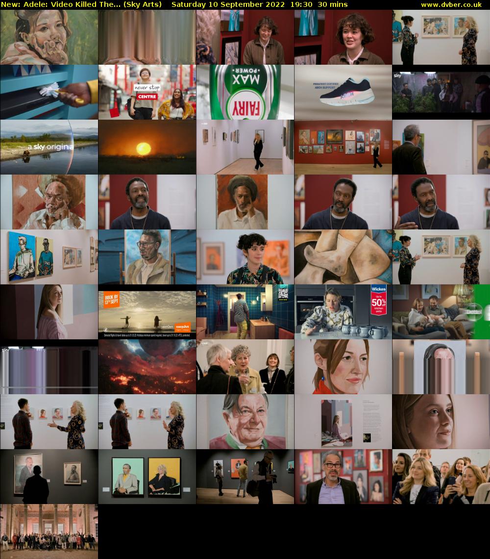 Adele: Video Killed The... (Sky Arts) Saturday 10 September 2022 19:30 - 20:00