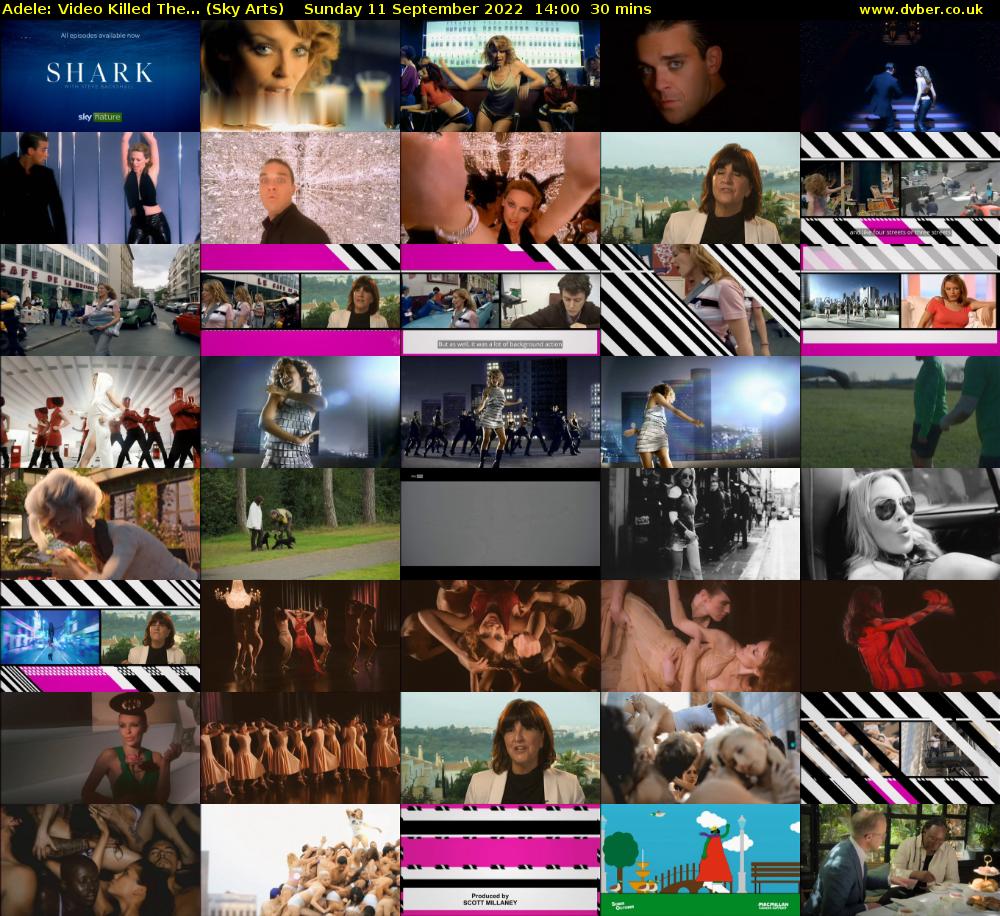 Adele: Video Killed The... (Sky Arts) Sunday 11 September 2022 14:00 - 14:30