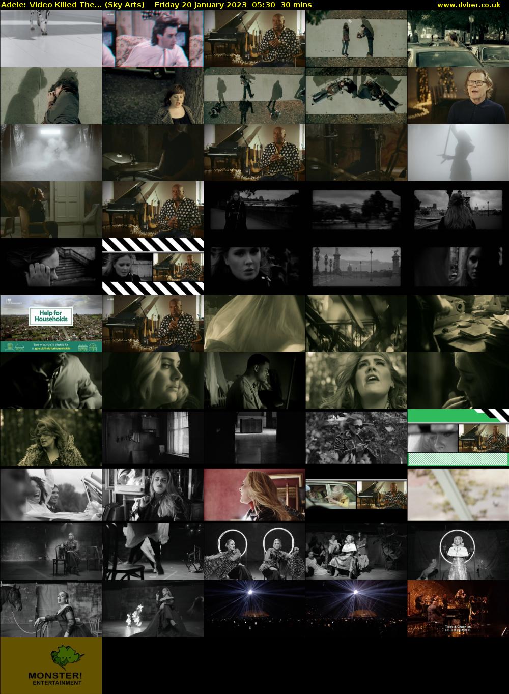 Adele: Video Killed The... (Sky Arts) Friday 20 January 2023 05:30 - 06:00