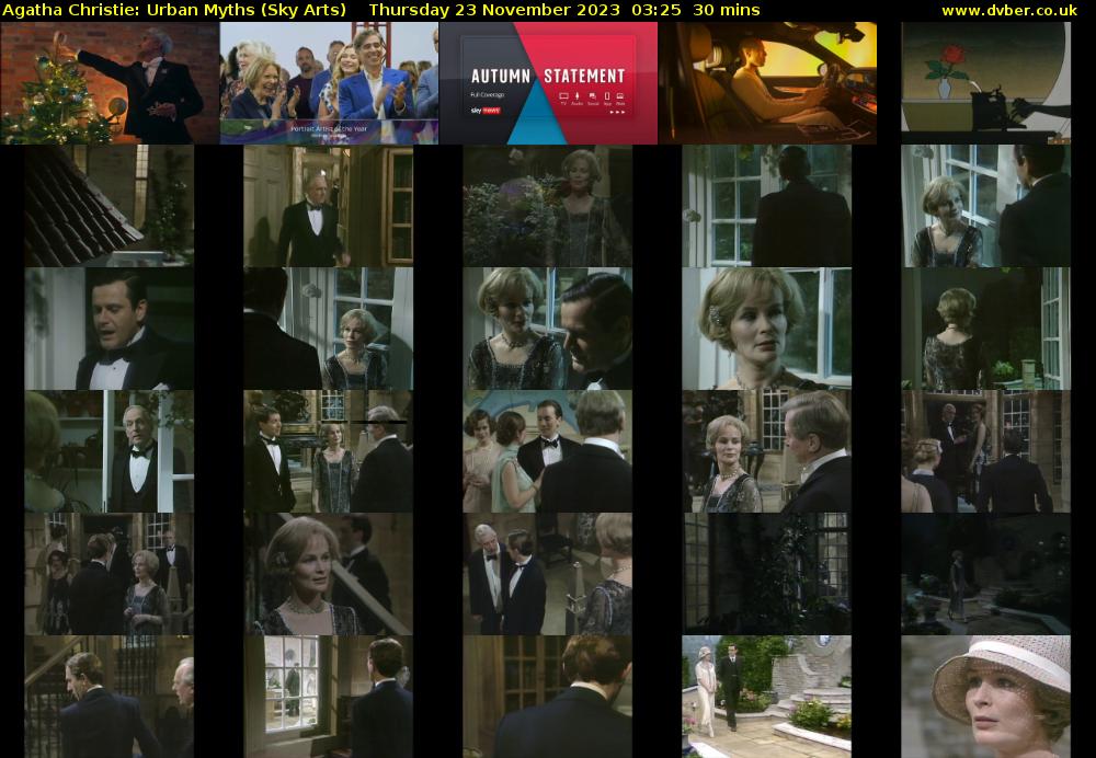 Agatha Christie: Urban Myths (Sky Arts) Thursday 23 November 2023 03:25 - 03:55