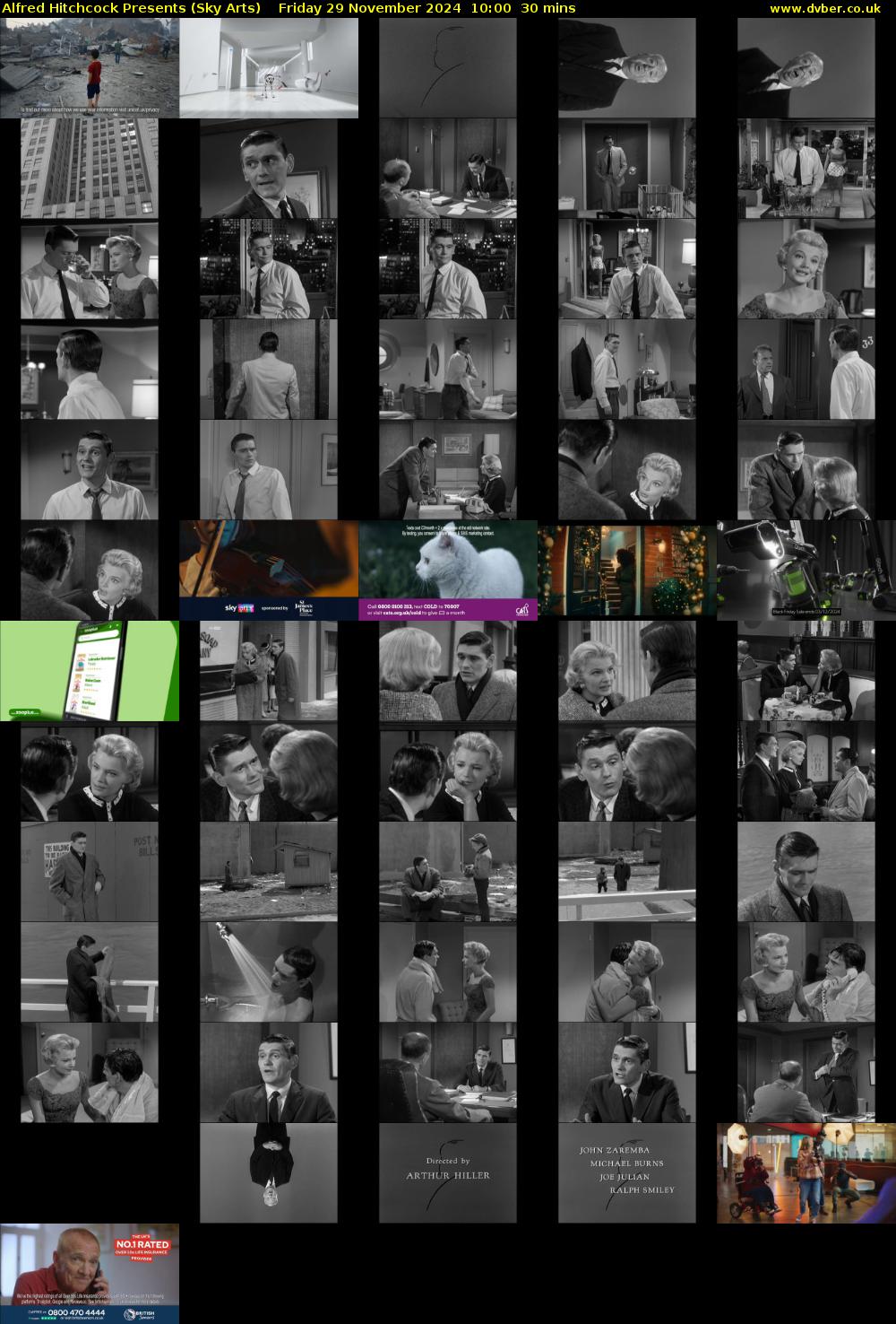 Alfred Hitchcock Presents (Sky Arts) Friday 29 November 2024 10:00 - 10:30