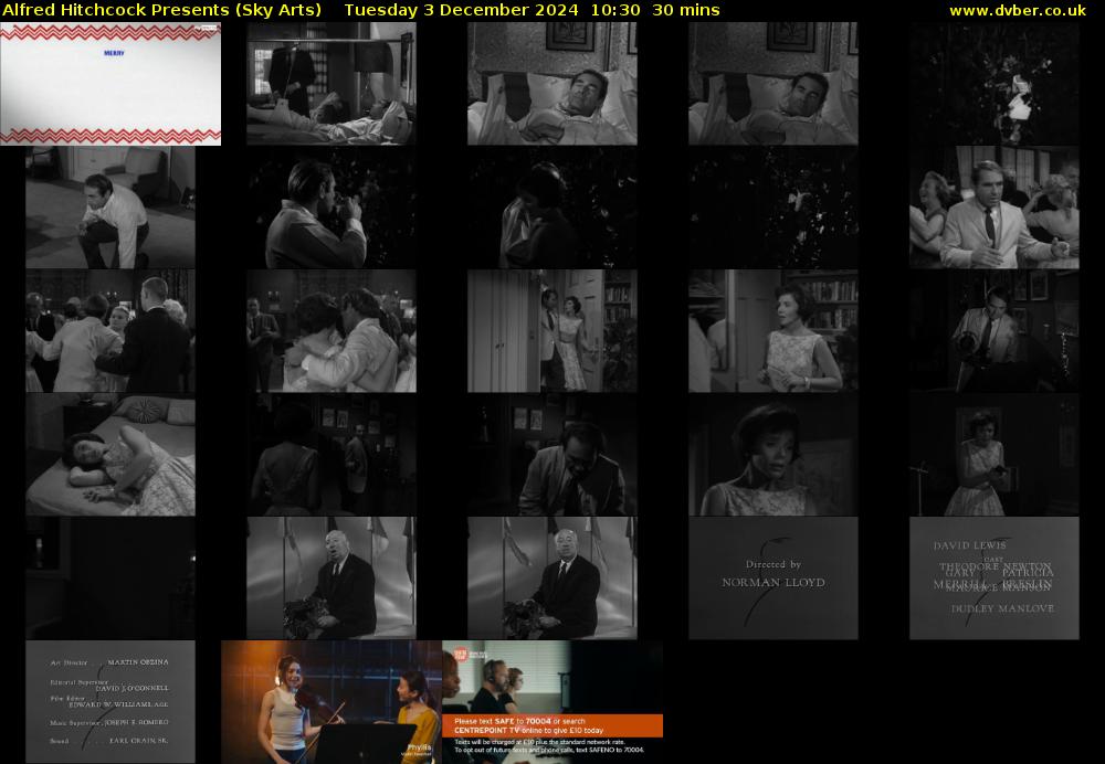 Alfred Hitchcock Presents (Sky Arts) Tuesday 3 December 2024 10:30 - 11:00
