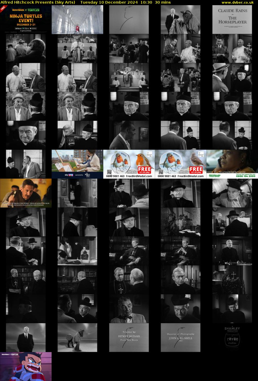 Alfred Hitchcock Presents (Sky Arts) Tuesday 10 December 2024 10:30 - 11:00