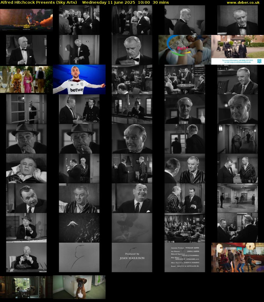 Alfred Hitchcock Presents (Sky Arts) Wednesday 11 June 2025 10:00 - 10:30