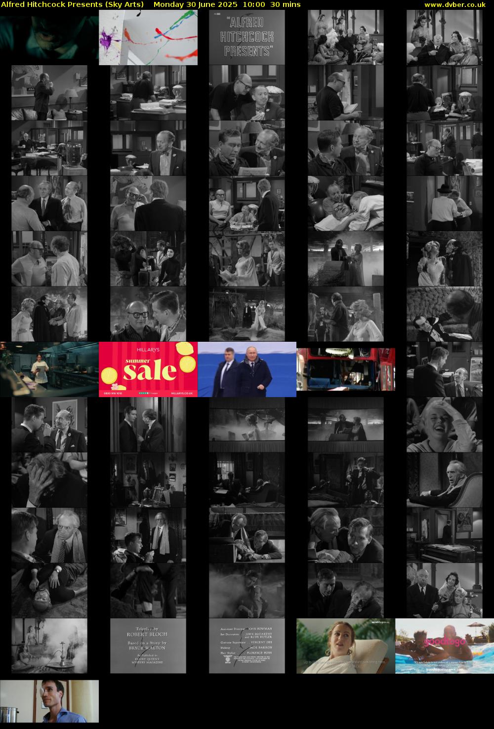 Alfred Hitchcock Presents (Sky Arts) Monday 30 June 2025 10:00 - 10:30