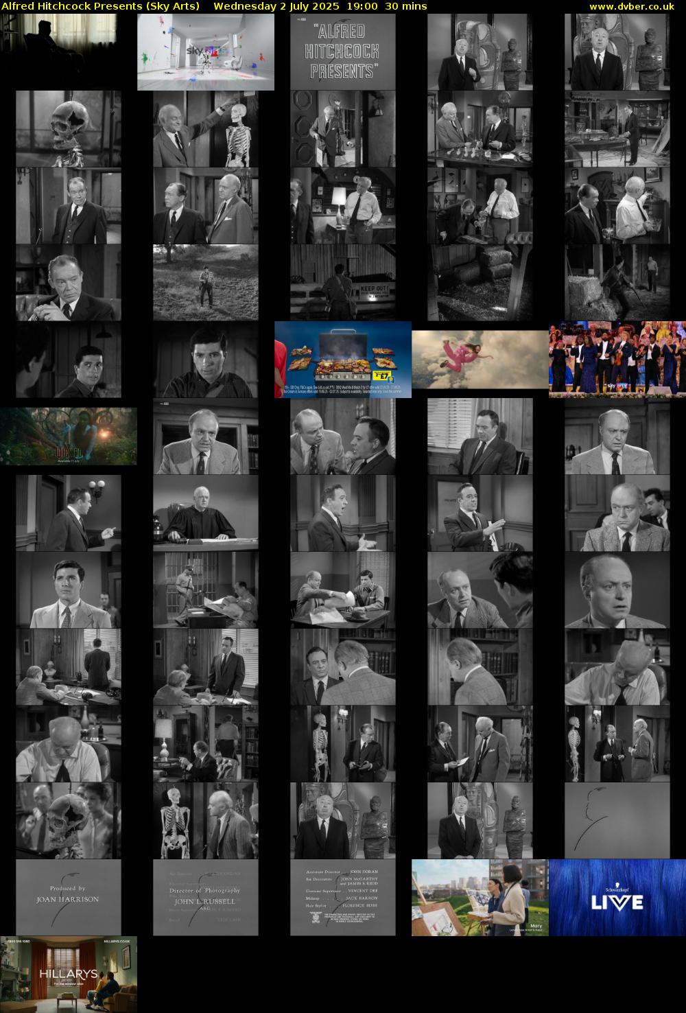 Alfred Hitchcock Presents (Sky Arts) Wednesday 2 July 2025 19:00 - 19:30