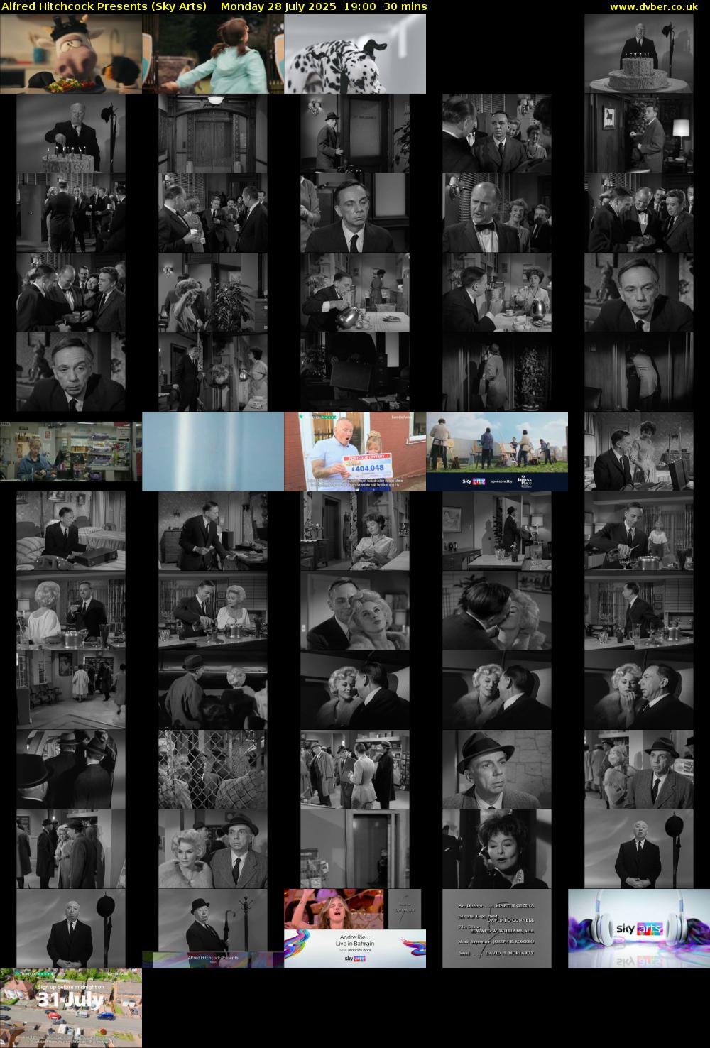 Alfred Hitchcock Presents (Sky Arts) Monday 28 July 2025 19:00 - 19:30