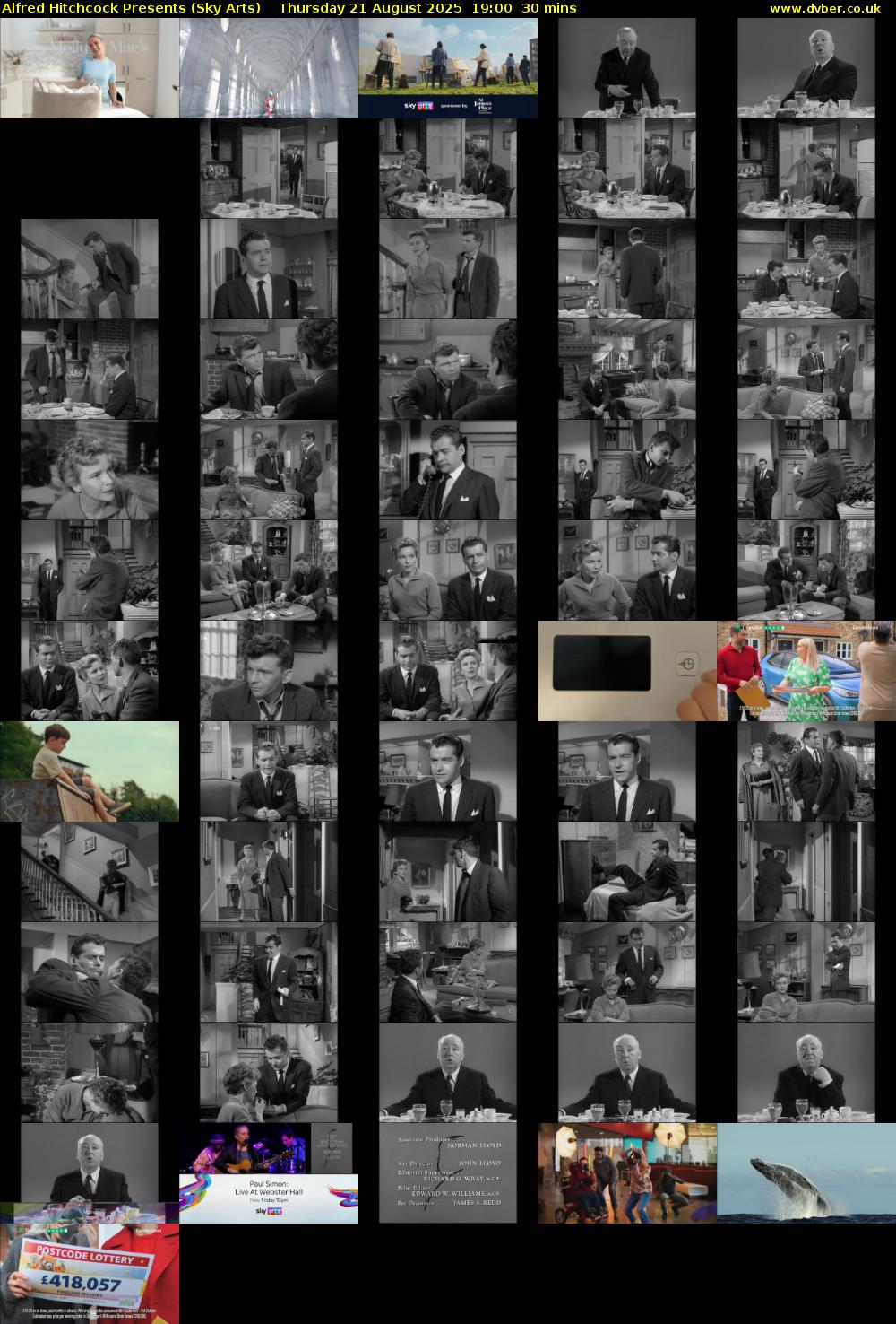 Alfred Hitchcock Presents (Sky Arts) Thursday 21 August 2025 19:00 - 19:30