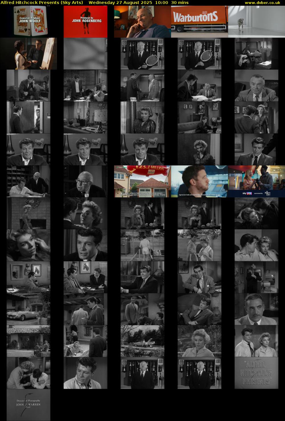 Alfred Hitchcock Presents (Sky Arts) Wednesday 27 August 2025 10:00 - 10:30