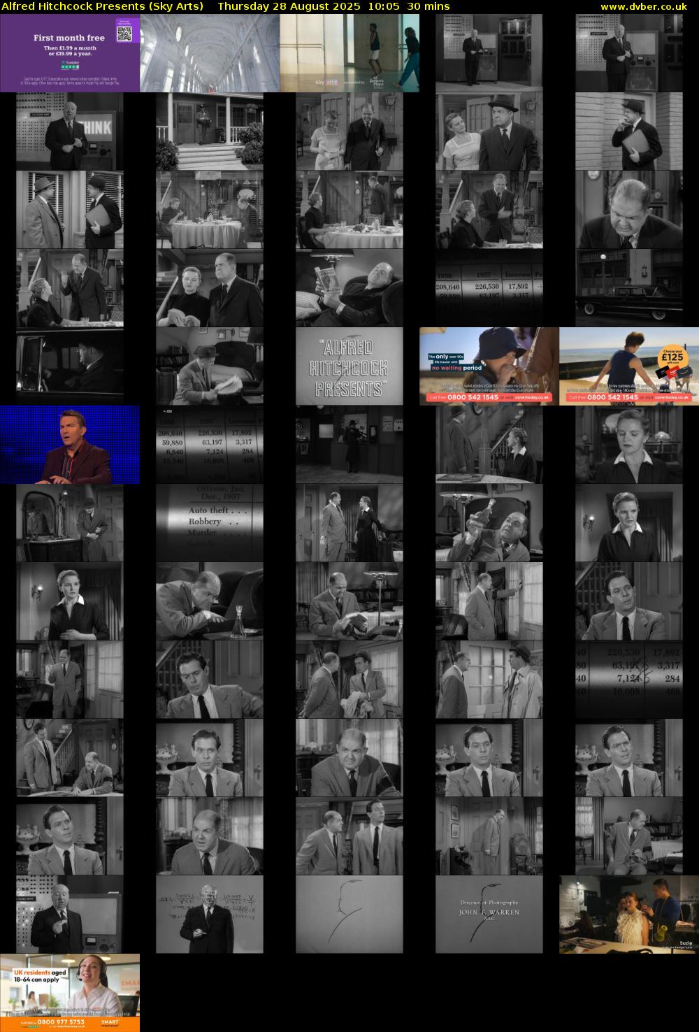 Alfred Hitchcock Presents (Sky Arts) Thursday 28 August 2025 10:05 - 10:35