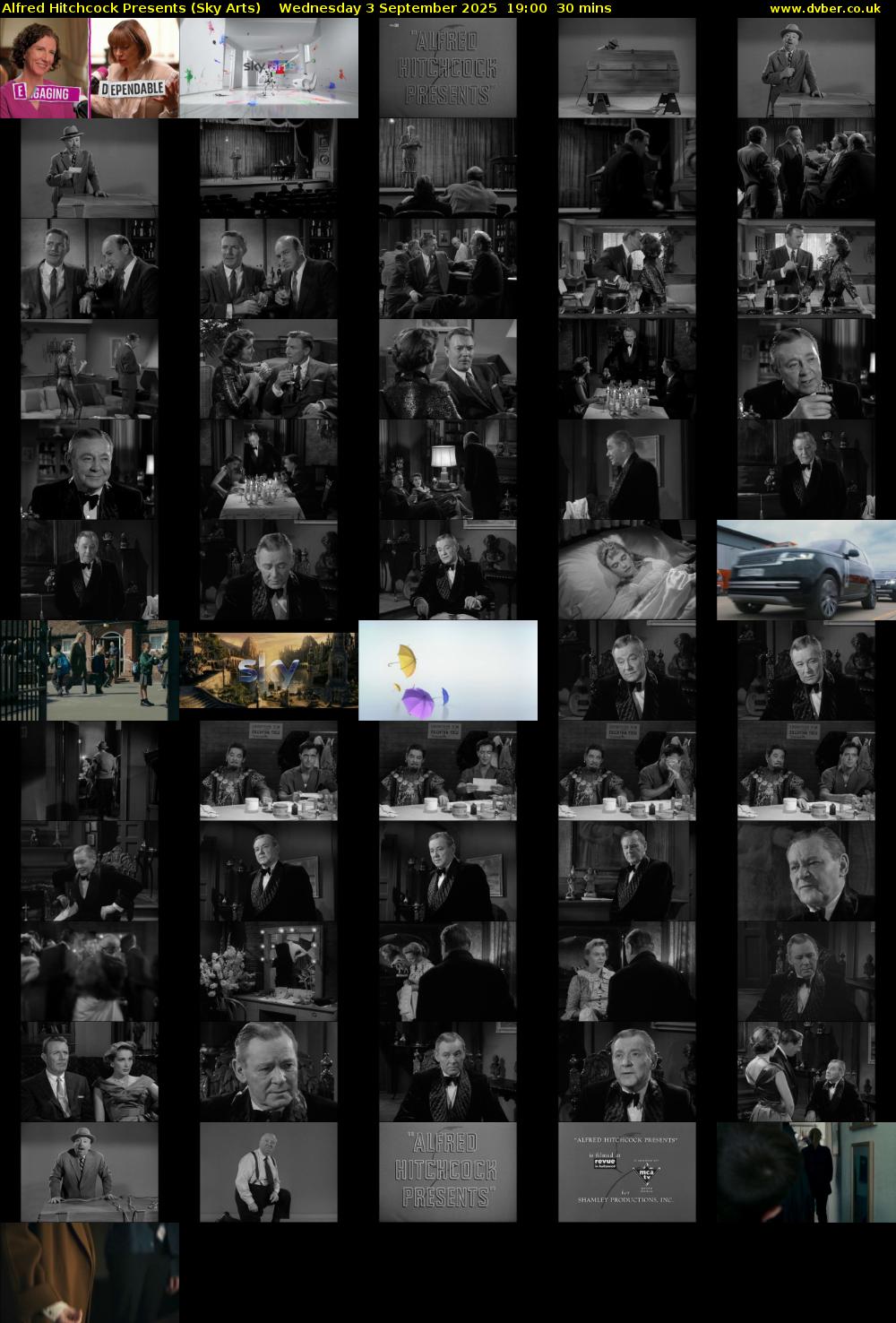 Alfred Hitchcock Presents (Sky Arts) Wednesday 3 September 2025 19:00 - 19:30