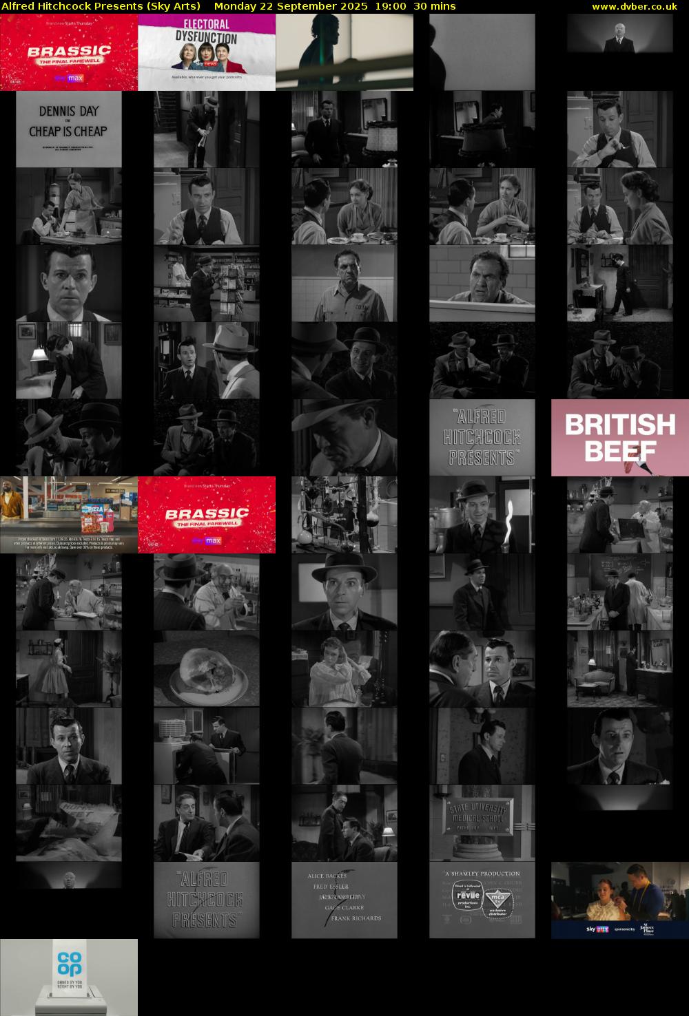Alfred Hitchcock Presents (Sky Arts) Monday 22 September 2025 19:00 - 19:30