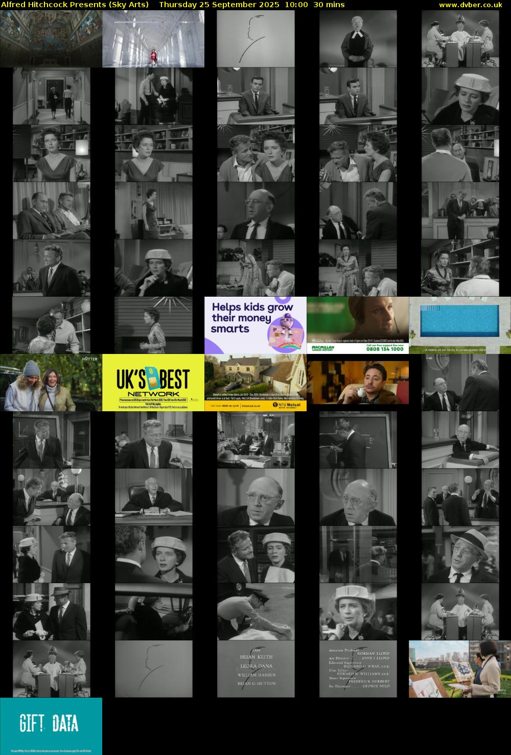 Alfred Hitchcock Presents (Sky Arts) Thursday 25 September 2025 10:00 - 10:30
