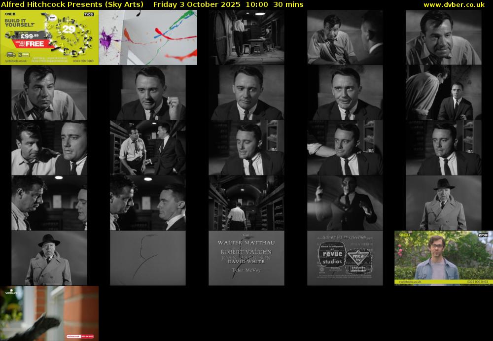 Alfred Hitchcock Presents (Sky Arts) Friday 3 October 2025 10:00 - 10:30