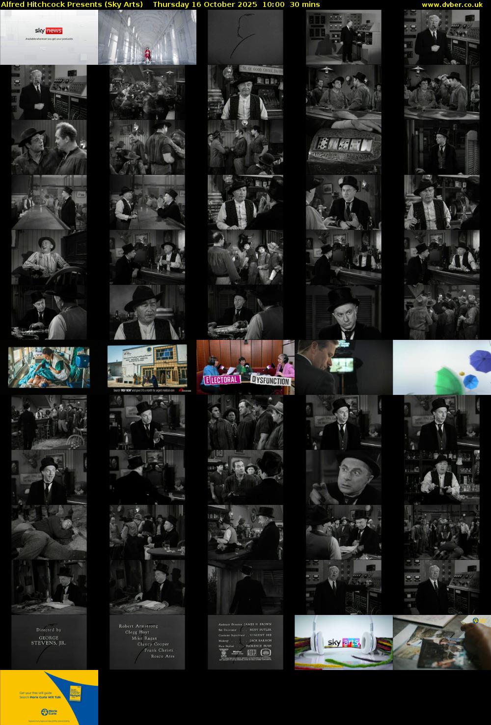 Alfred Hitchcock Presents (Sky Arts) Thursday 16 October 2025 10:00 - 10:30