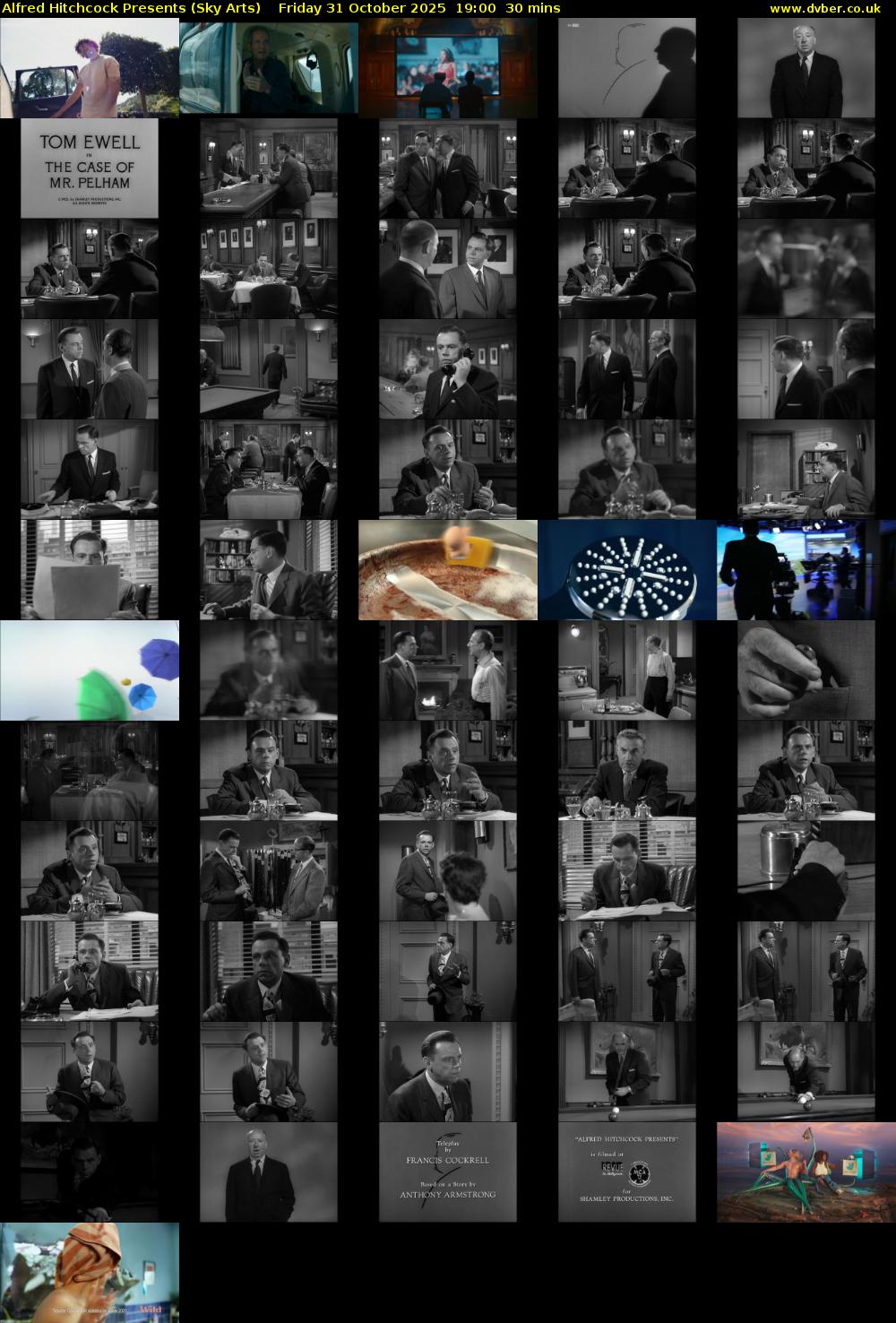 Alfred Hitchcock Presents (Sky Arts) Friday 31 October 2025 19:00 - 19:30