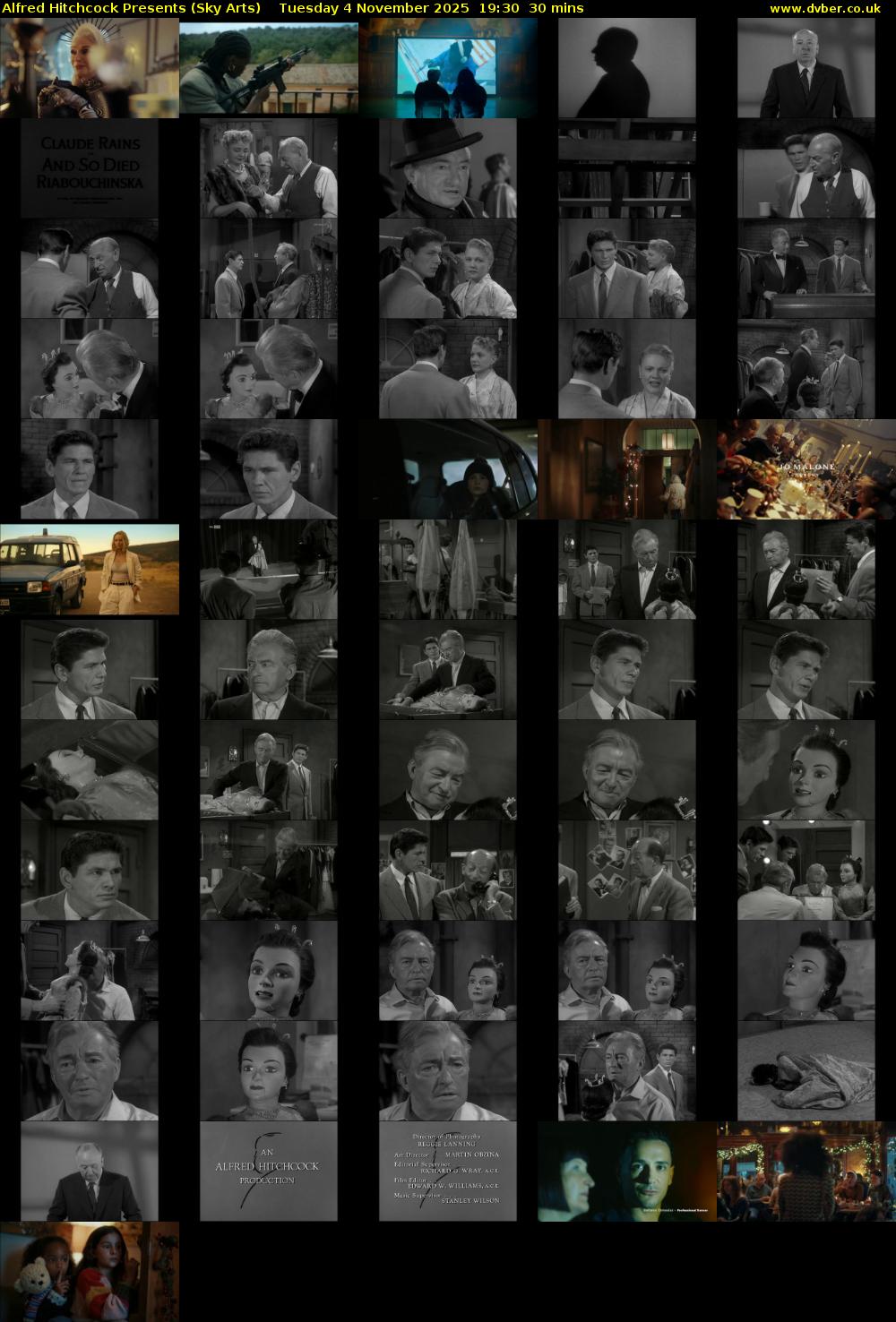 Alfred Hitchcock Presents (Sky Arts) Tuesday 4 November 2025 19:30 - 20:00