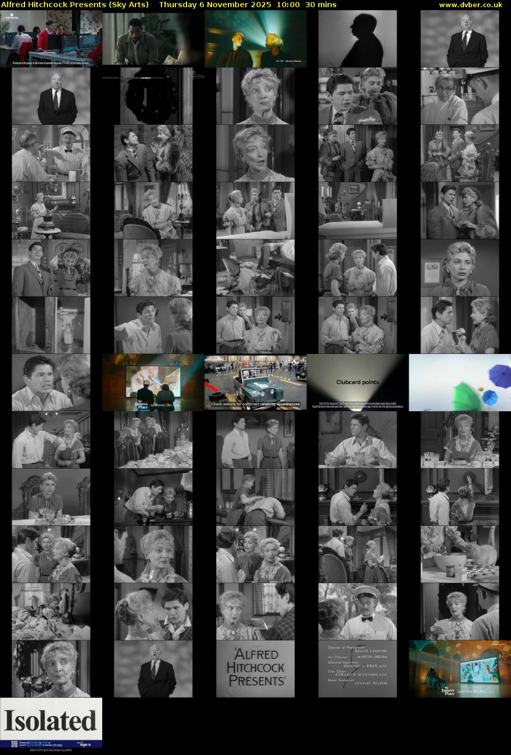 Alfred Hitchcock Presents (Sky Arts) Thursday 6 November 2025 10:00 - 10:30
