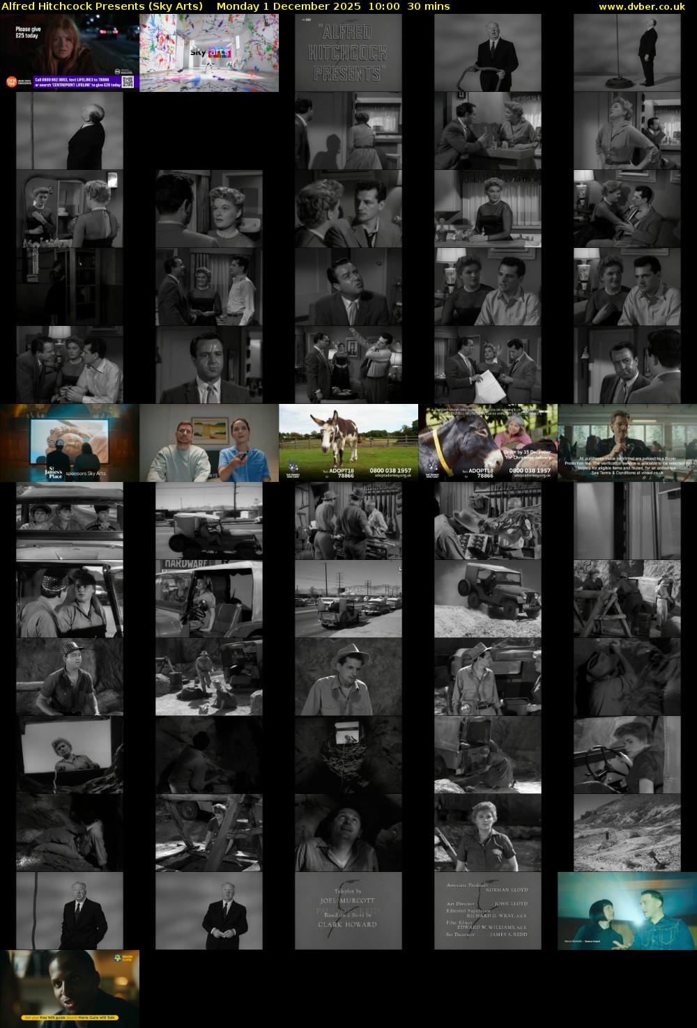 Alfred Hitchcock Presents (Sky Arts) Monday 1 December 2025 10:00 - 10:30