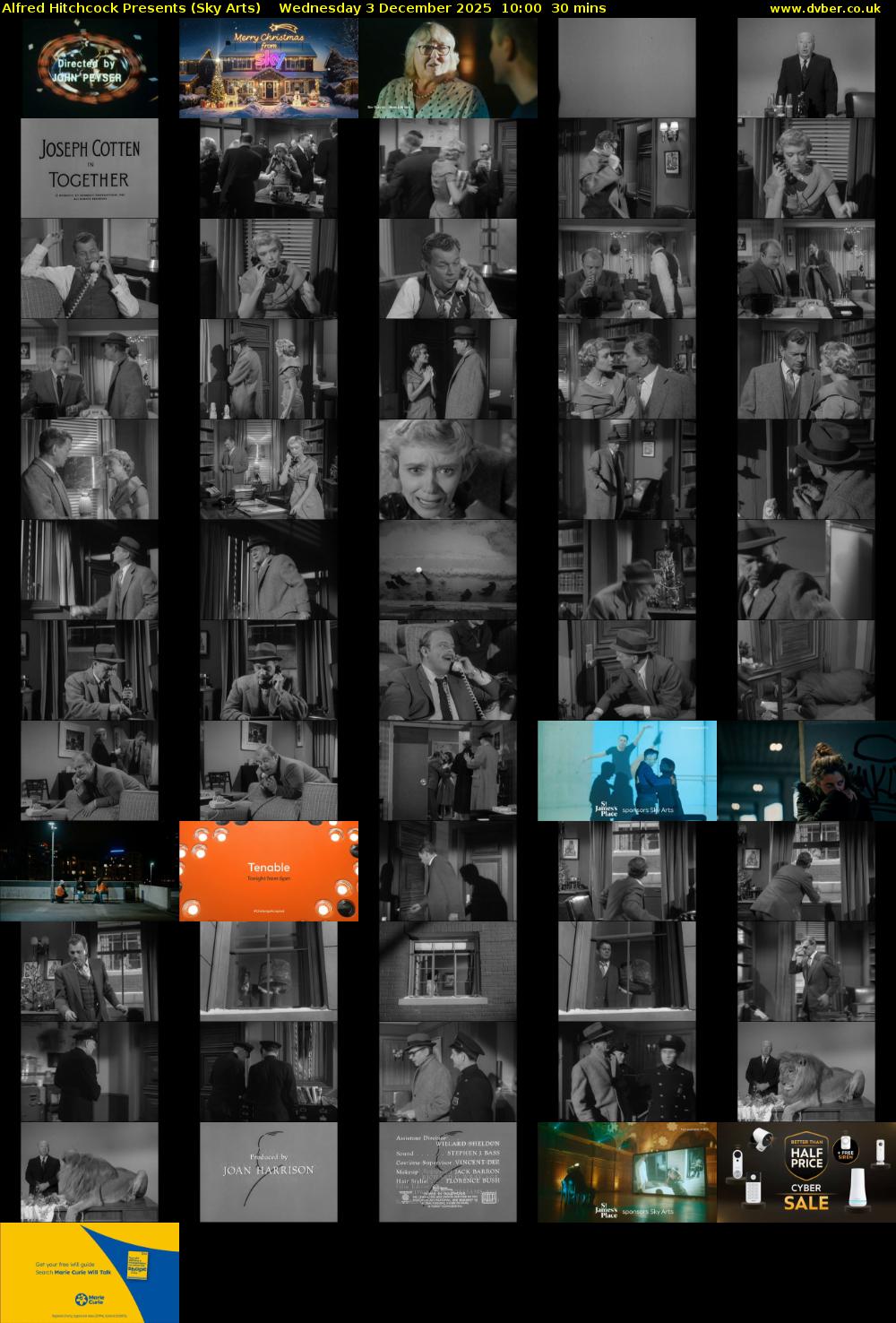 Alfred Hitchcock Presents (Sky Arts) Wednesday 3 December 2025 10:00 - 10:30