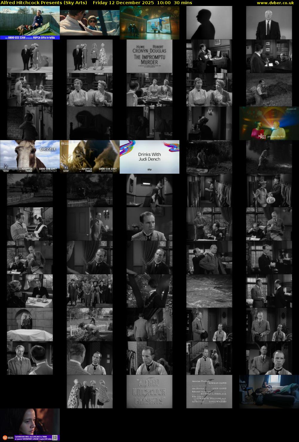 Alfred Hitchcock Presents (Sky Arts) Friday 12 December 2025 10:00 - 10:30