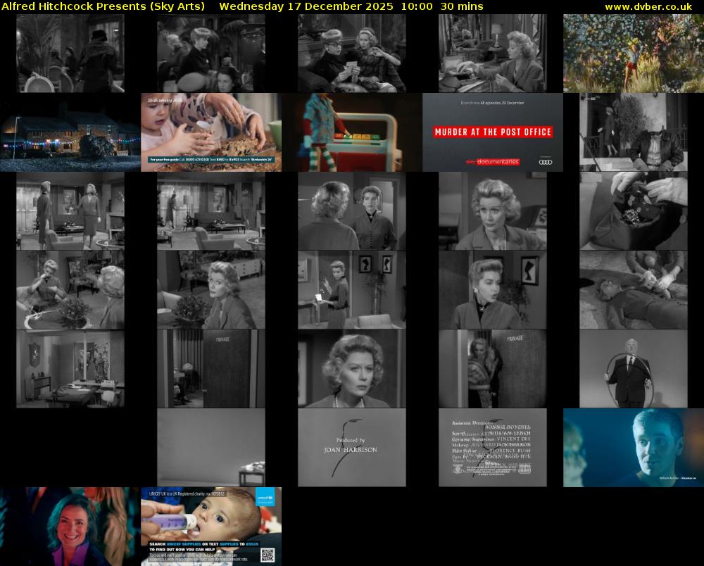 Alfred Hitchcock Presents (Sky Arts) Wednesday 17 December 2025 10:00 - 10:30