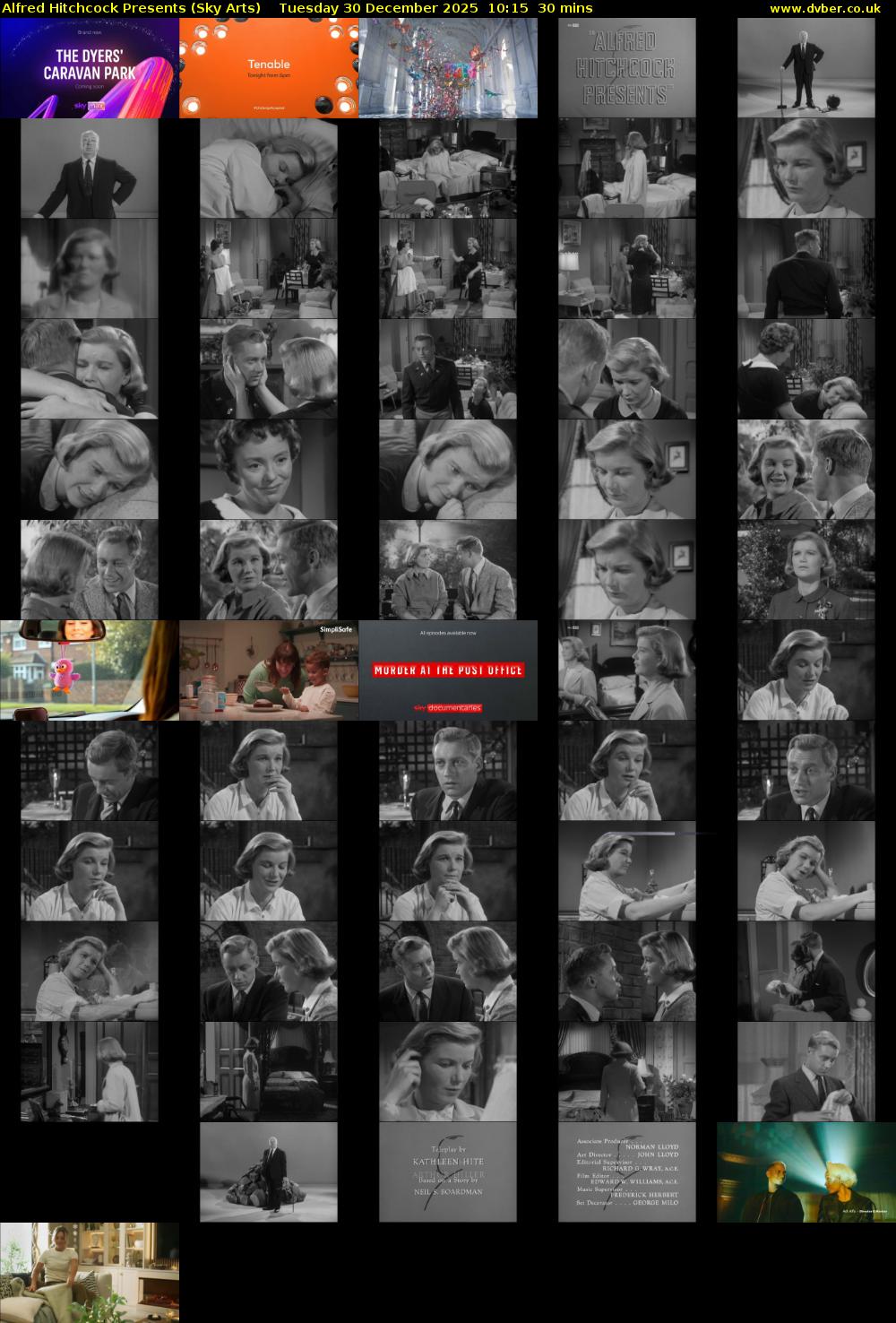Alfred Hitchcock Presents (Sky Arts) Tuesday 30 December 2025 10:15 - 10:45