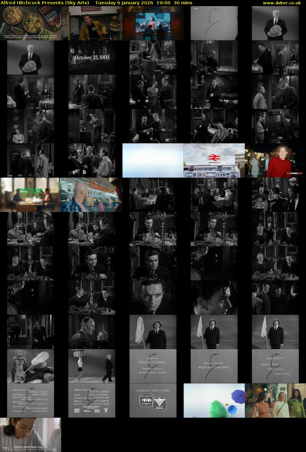 Alfred Hitchcock Presents (Sky Arts) Tuesday 6 January 2026 19:00 - 19:30