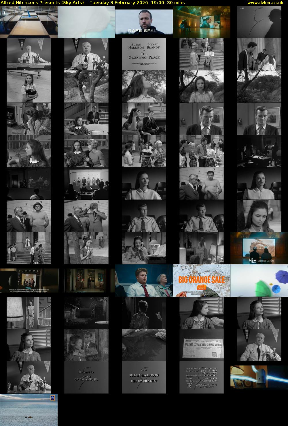 Alfred Hitchcock Presents (Sky Arts) Tuesday 3 February 2026 19:00 - 19:30