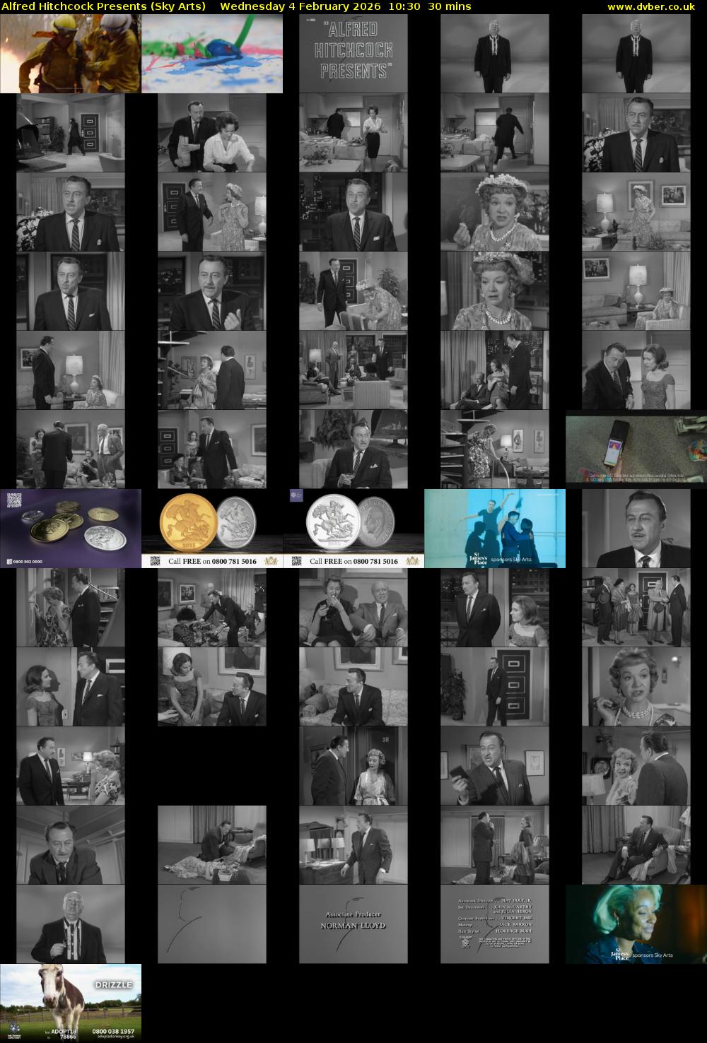 Alfred Hitchcock Presents (Sky Arts) Wednesday 4 February 2026 10:30 - 11:00