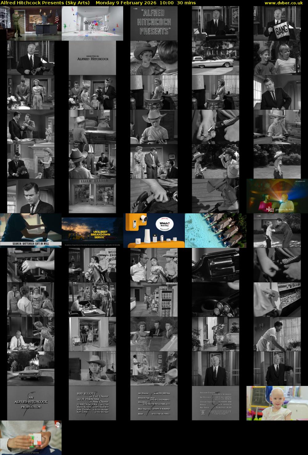 Alfred Hitchcock Presents (Sky Arts) Monday 9 February 2026 10:00 - 10:30