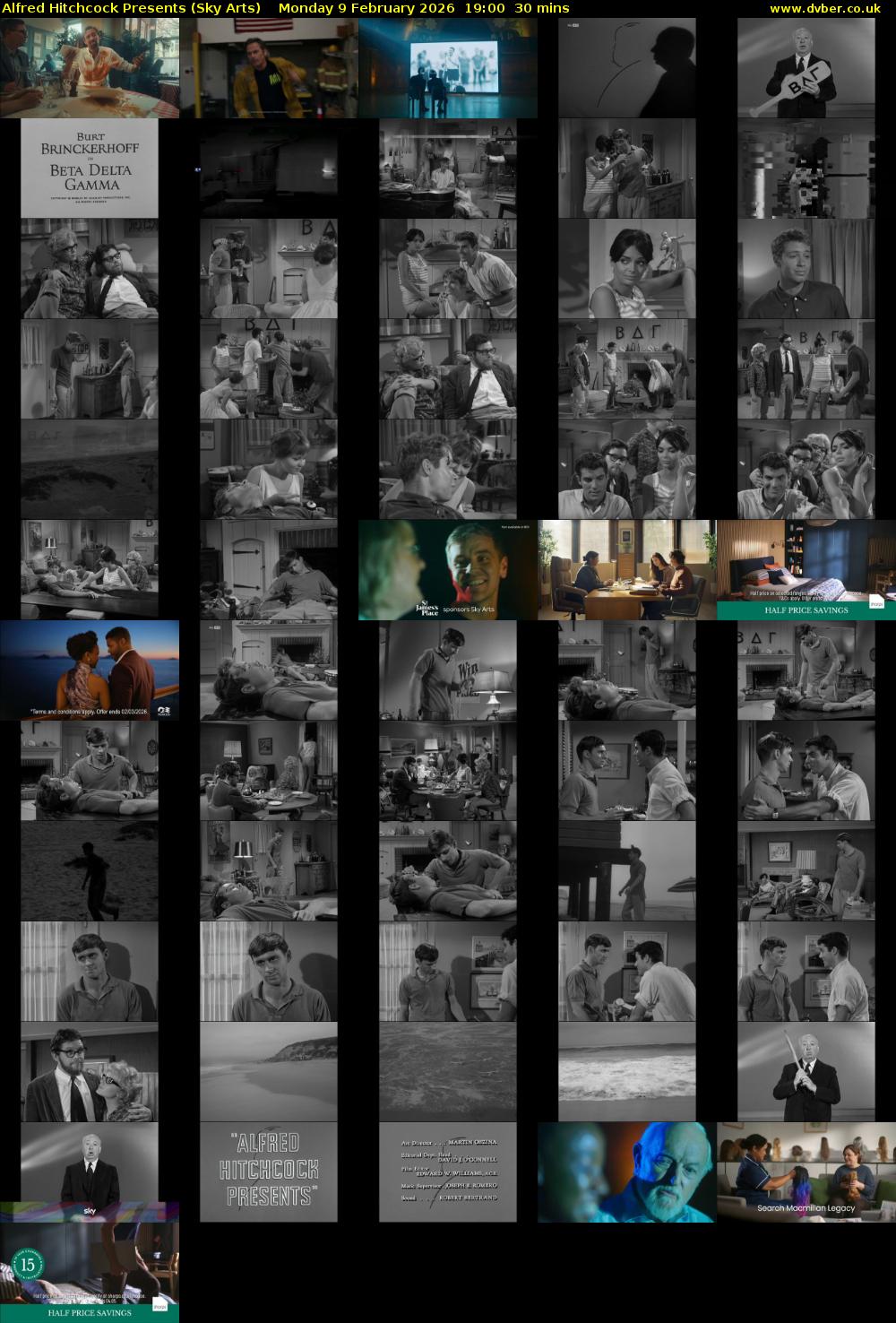 Alfred Hitchcock Presents (Sky Arts) Monday 9 February 2026 19:00 - 19:30