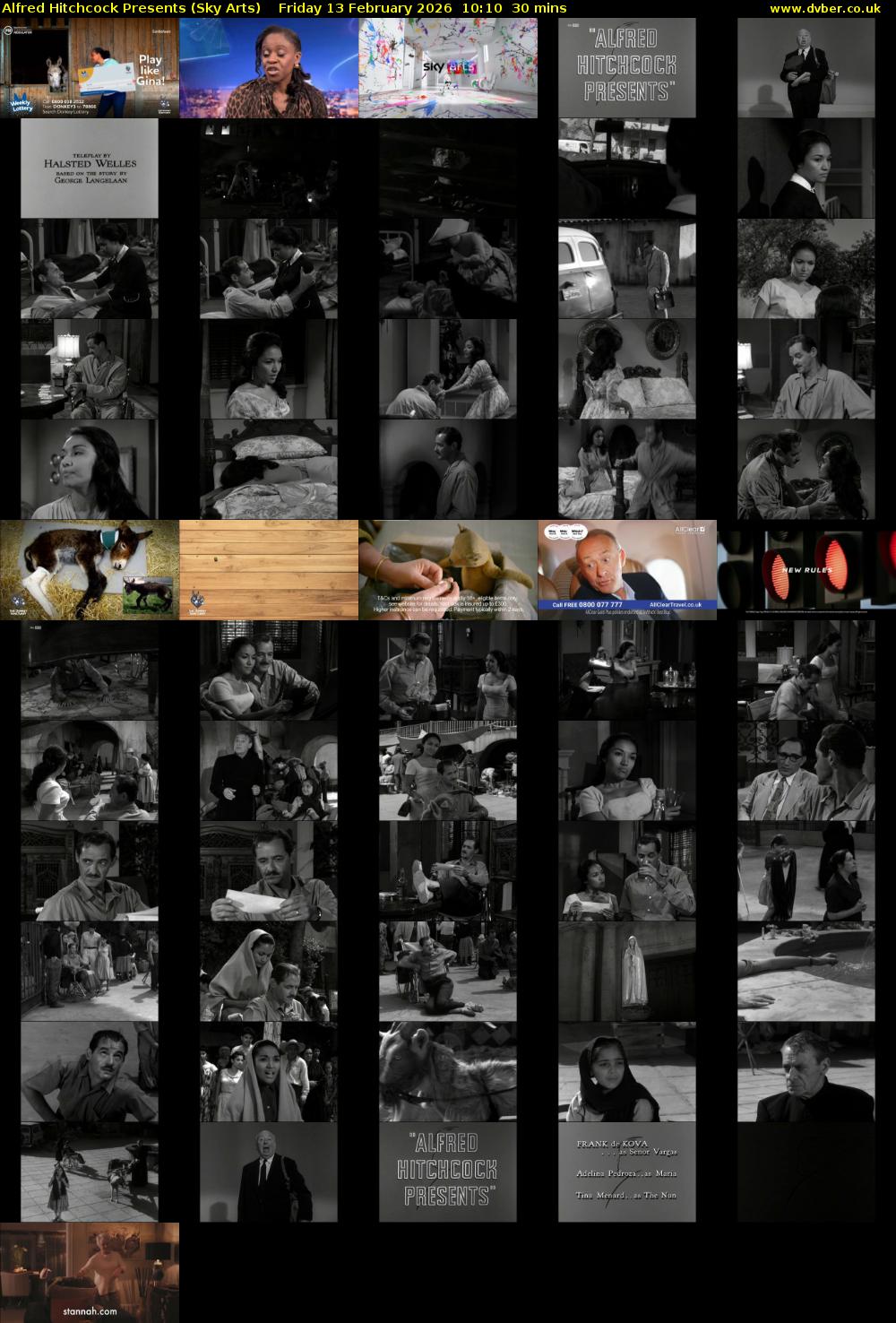 Alfred Hitchcock Presents (Sky Arts) Friday 13 February 2026 10:10 - 10:40