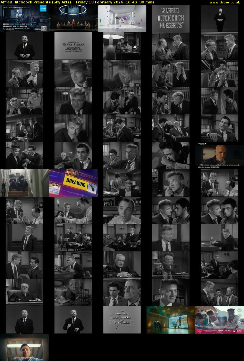 Alfred Hitchcock Presents (Sky Arts) Friday 13 February 2026 10:40 - 11:10