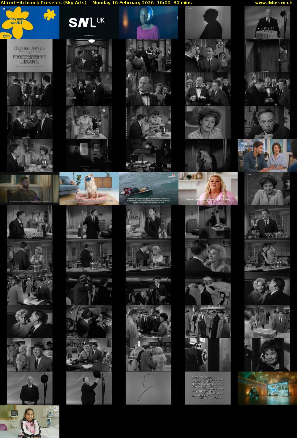 Alfred Hitchcock Presents (Sky Arts) Monday 16 February 2026 10:00 - 10:30