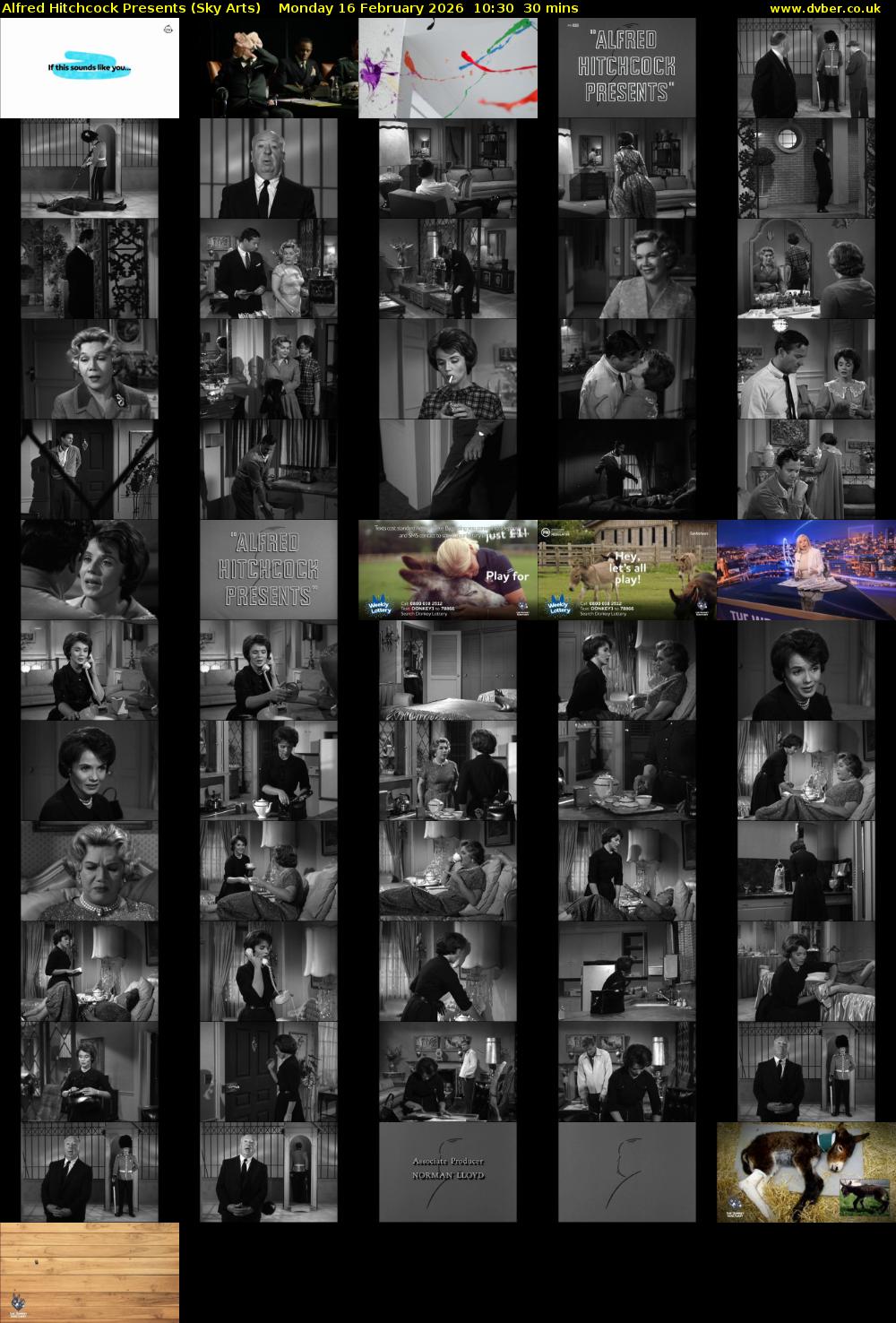 Alfred Hitchcock Presents (Sky Arts) Monday 16 February 2026 10:30 - 11:00