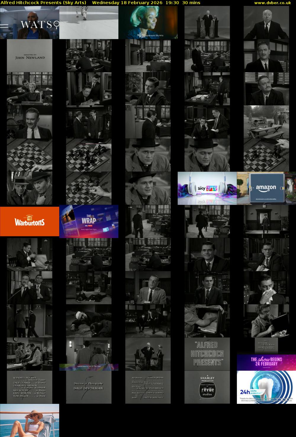 Alfred Hitchcock Presents (Sky Arts) Wednesday 18 February 2026 19:30 - 20:00
