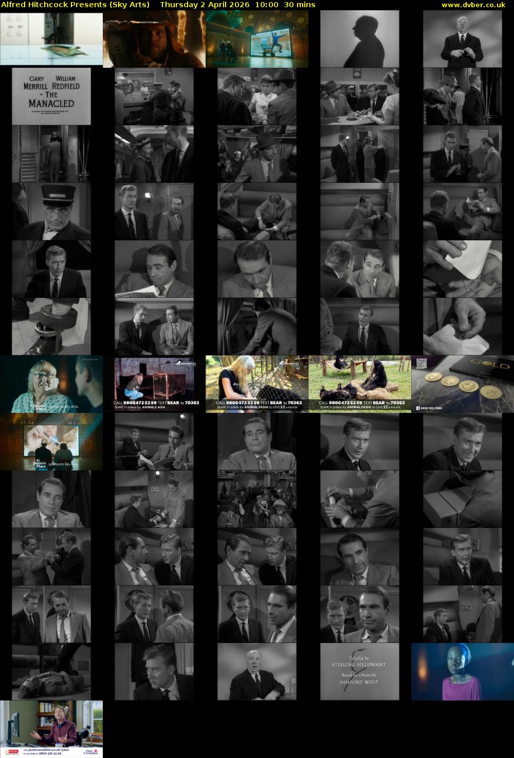 Alfred Hitchcock Presents (Sky Arts) Thursday 2 April 2026 10:00 - 10:30