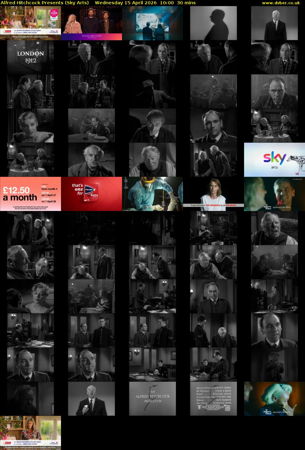 Alfred Hitchcock Presents (Sky Arts) Wednesday 15 April 2026 10:00 - 10:30
