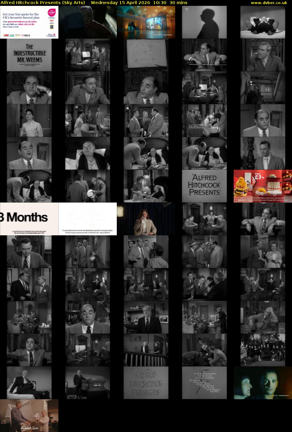 Alfred Hitchcock Presents (Sky Arts) Wednesday 15 April 2026 10:30 - 11:00