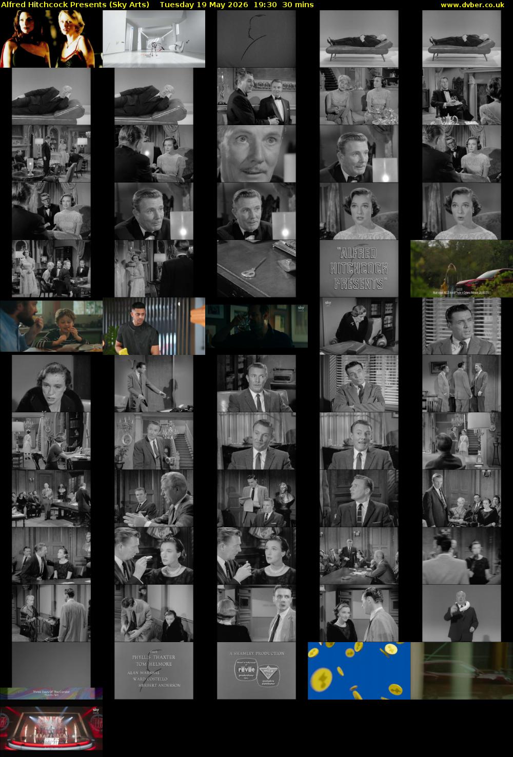 Alfred Hitchcock Presents (Sky Arts) Tuesday 19 May 2026 19:30 - 20:00
