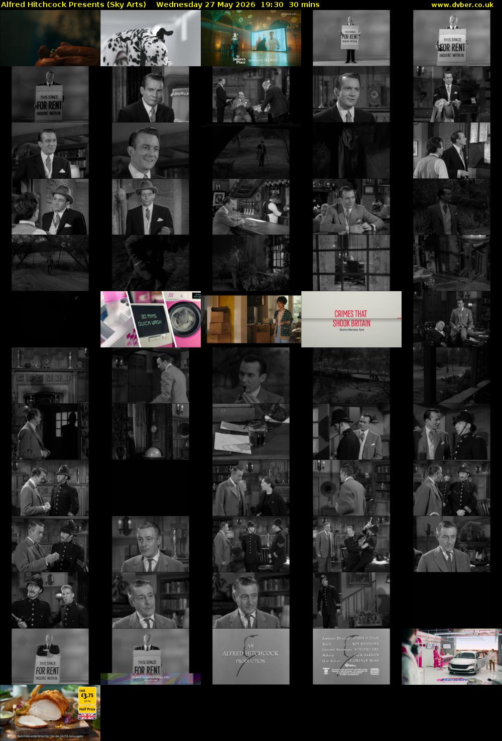 Alfred Hitchcock Presents (Sky Arts) Wednesday 27 May 2026 19:30 - 20:00
