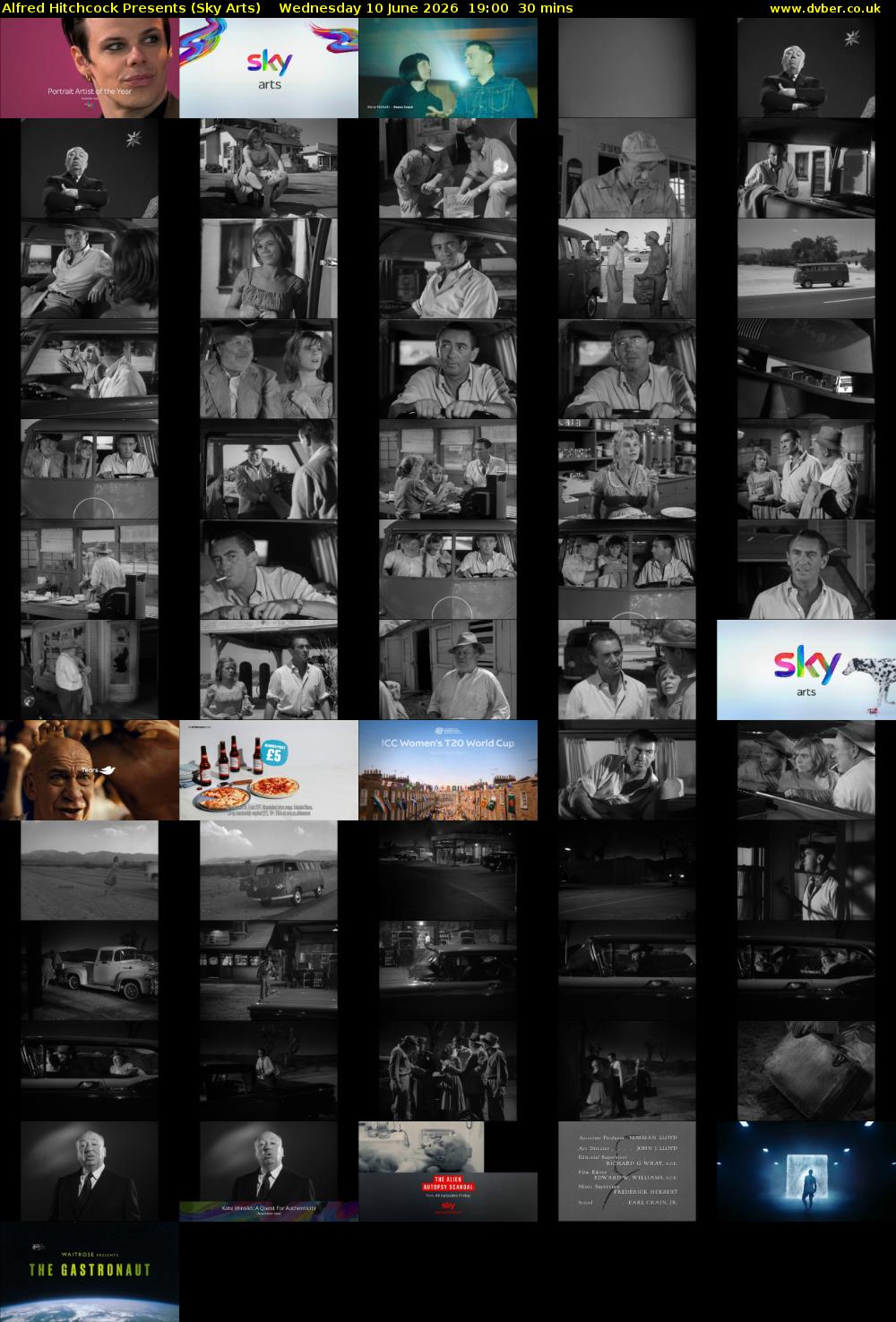 Alfred Hitchcock Presents (Sky Arts) Wednesday 10 June 2026 19:00 - 19:30