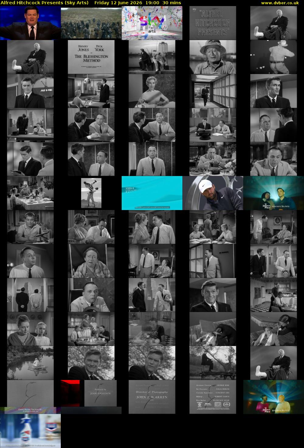Alfred Hitchcock Presents (Sky Arts) Friday 12 June 2026 19:00 - 19:30