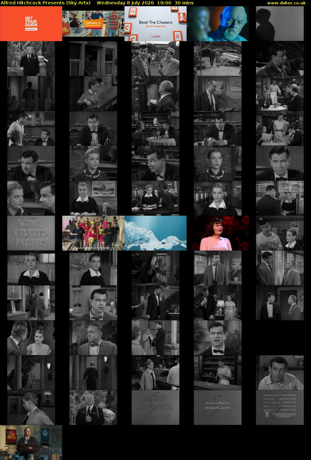 Alfred Hitchcock Presents (Sky Arts) Wednesday 8 July 2026 19:00 - 19:30