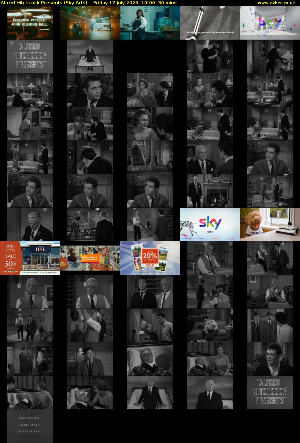 Alfred Hitchcock Presents (Sky Arts) Friday 17 July 2026 10:00 - 10:30